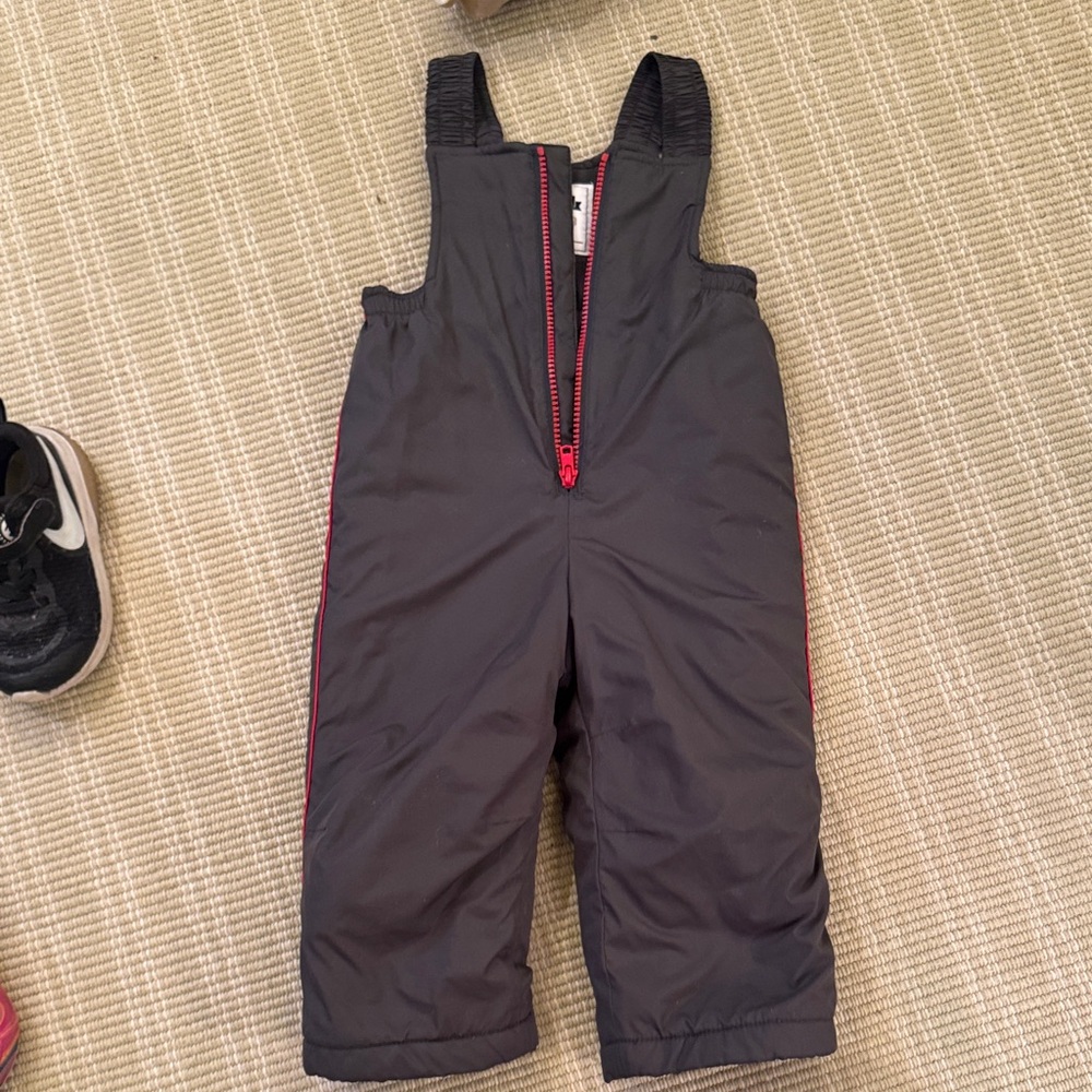 Gymboree Charcoal Overalls with Red Trim